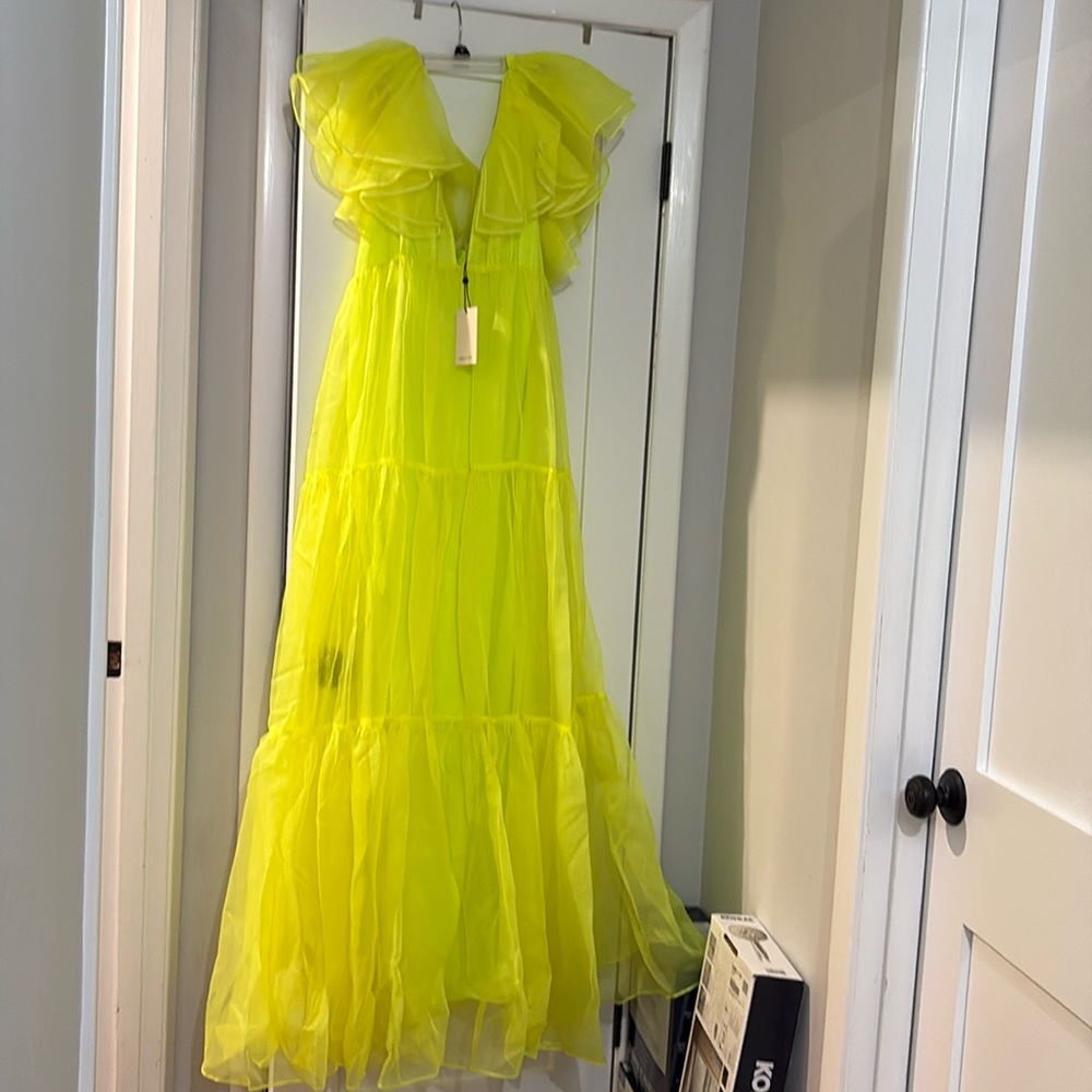 NWT Cinq a Sept Chrishelle ruffle sleeve Tiered Maxi 100% silk -10